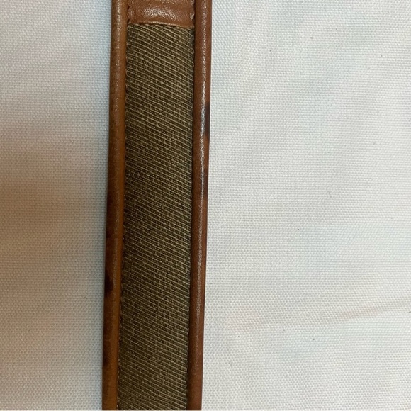 VTG Talbots Womens Sz. L Brown Leather Plaid Tweed Patchwork Belt Preppy - Picture 5 of 10